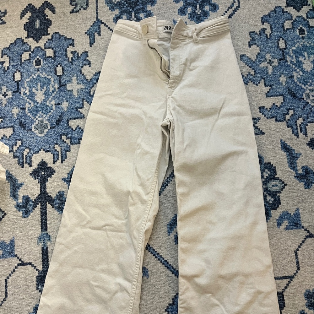 Zara Marine Straight Jeans White Size 4 - Picture 2 of 4